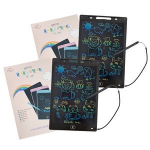 벨베이비 유아용 드로잉패드 12인치(19x28cm) 전자칠판 LCD, 블랙, 2개
