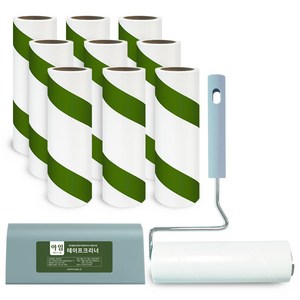 아임 돌돌이 테이프클리너 핸들+리필 90회x10개 세트 사선 먼지제거 테이프 롤크리너 찍찍이, 1세트