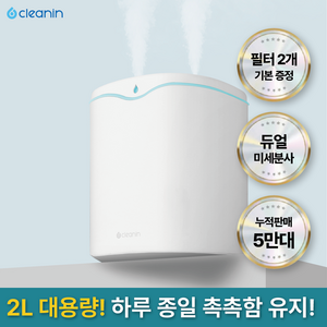 클린인 2L 무드등 듀얼 가습기, 화이트, 화이트