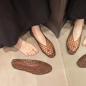 투니스 여성 크리스탈 젤리 펀칭 플랫 슈즈 단화 캐주얼 샌들 1cm 골드박스 특가