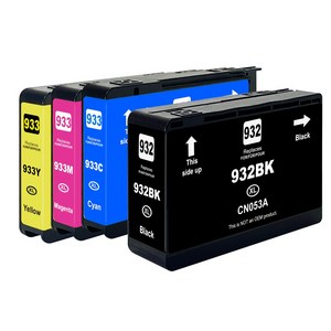 훼이머스잉크 HP 932XL/HP 933XL 호환잉크 대용량 프린터잉크 6100 6600 6700PREMIUM 7110 7510 7610 7612, (검정+파랑+빨강+노랑), 1세트