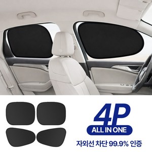 노바리스 올인원 자외선 차단 차량용 햇빛가리개, 블랙, 4개