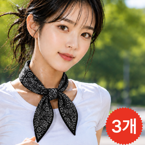 베루아 여름 냉감 쿨링 냉동스카프, 3개, 다크 블랙