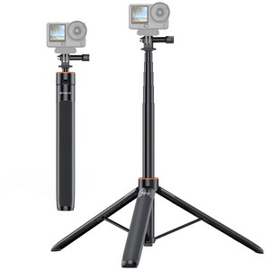 PULUZ 액션 카메라 셀피 스틱 삼각대 브이로그 라이브 스트리밍 홀더, 1개, 검정, 1.4m