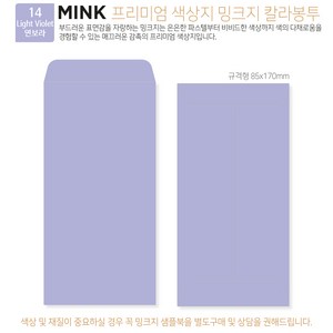53색상 색지봉투 편지 카드 감사 답례 바우처 티켓 용돈 헌금 고급컬러봉투 규격형 100매, 14 연보라