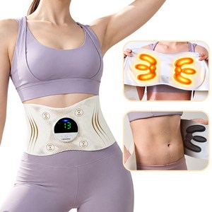 ERANSTAR EMS 슬림 복부 마사지벨트 복근운동기구 뱃살다이어트 허벅지/팔뚝/손목/허리 전신 뱃살 빼기 저주파 마사지기 +온열 찜질, EMS 슬림벨트, 화이트