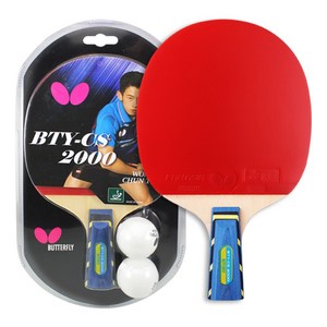 버터플라이 중국식 펜홀더 탁구 라켓 BTY CS 2000 + 탁구공 2p, 1세트