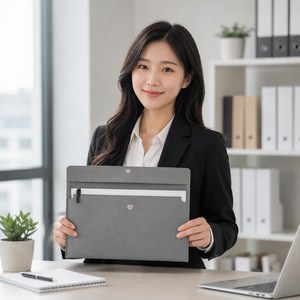 티앤비 A4 서류 가죽클러치 파일케이스, 1개, 티앤비 그레이