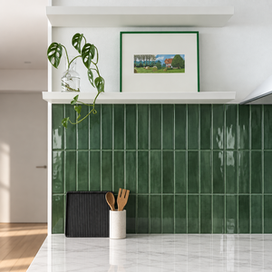 루모아 주방 타일 시트지 셀프 인테리어 화장실 타일 3D 입체 느낌 타일 5개 set, 그린