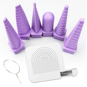 페이퍼 퀼링 도구 와인딩 타워 세트 종이 퀼링 보드 1개 + 종이 퀼링 타워 6개 (강철 바늘18개 포함)