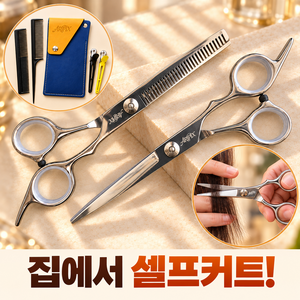 아리픽스 프리미엄 미용가위세트 셀프커트 숱가위 가정용 가죽케이스 빗 헤어집게, 1개, 실버 2종 플러스세트