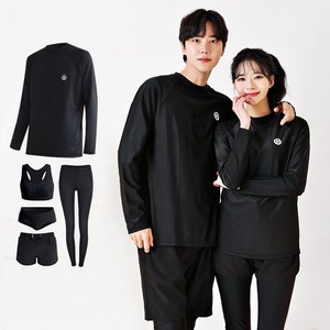 로이몬스터 남녀 상하의 5종 세트 체형커버 무지 오버핏래쉬가드 박시핏 루즈핏 빅사이즈 ~3XL 까지