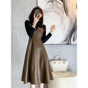 cade konty레더 원피스 롱 스커트 긴팔 코디 티셔츠 cade konty