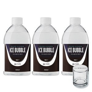 아이스버블 면도기클리너 세정액 BR타입 500ml x 3p + 세척용 유리컵, 1세트