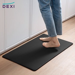 DEXI 쿠션 싱크대 방수 PVC 주방매트 특대형 싱크대발매트 미끄럼방지 두꺼운 10mm 주방 발매트 대형, 블랙