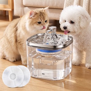 Bornoon 고양이 정수기 강아지 자동 급수기 2L 애견 음수대+필터 2p, 1개, 반투명, WF040