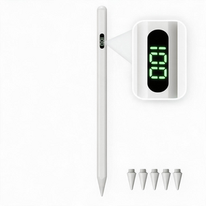 WOWWAY 아이패드 펜슬 터치펜 애플 iPad 호환용 LED 블루투스형 펜촉 5개증정, 화이트-디스플레이형, 1개
