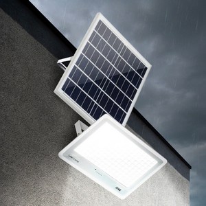 HK sell 태양광 부착형 흰색 정원 조명 벽등 216LED 100W 대용량 배터리, 화이트, 화이트