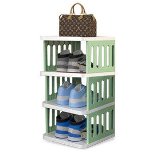 하스몰 튼튼한 차곡차곡 블럭 신발정리대 신발장, 4단, 파스텔그린, 1개