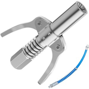 LINJIN 원터치 그리스 주입기 구리스 커플러 노즐1/8"NPT 조인트 적용 가능 +고압호스 30cm, 1세트