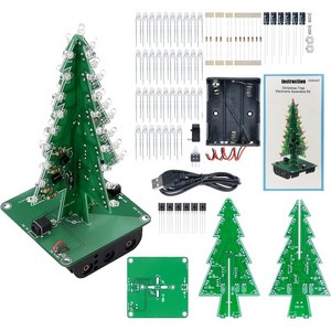 Dorhea 크리스마스 트리 납땜 키트 3D LED 깜빡이는 7색 DIY 전자조립 STEM 교육 실습용, 1세트