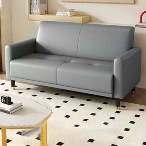 튼튼한 150cm 가죽쇼파 2인용 3인용 목재 프레임 인테리어 원목 다리, 그레이