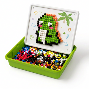 버섯핀 모자이크 퍼즐 블록 750pcs DIY 세트 수납함 유아 어린이 교구 장난감, 1개, 그린, 750피스