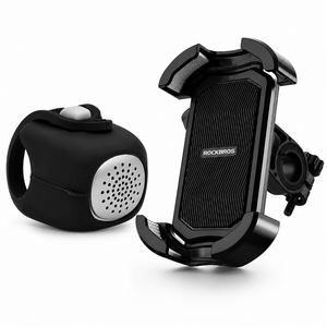 자전거 전자벨 스마트폰 거치대 세트 120dB 원터치 거치대, 1개, 전자벨 네모형+핸드폰거치대