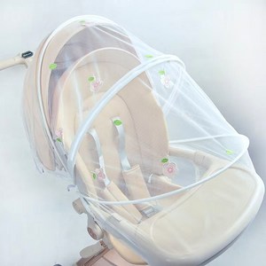 명신 키키 망사 자수 디럭스 휴대용 유모차 모기장, 1개, 꽃