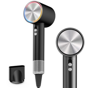 TROKY 헤어 드라이기 고출력 파워풍량 초고속 BLDC 모터 110000rpm 1600W 저소음 가정용 휴대용 드라이어 3모드, 블랙, Y7