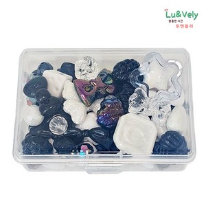 [루앤블리] 볼꾸 DIY 키트 스트랩 파츠 볼팬 꾸미기 팔찌 반지 키링 만들기 공예 재료 120g, 1개, 화이트앤블랙