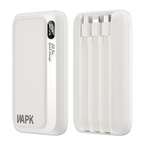 와피크 PD 22.5W 고속충전 일체형 보조배터리 M1 10000mAh, 화이트