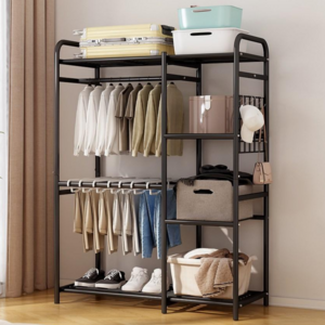 투에스리빙 철제 스탠드 시스템 드레스룸 행거, 블랙