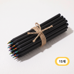 봉주마켓 7색상 레인보우 색연필 블랙, 1세트, 15개