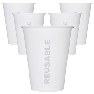이지케어 리유저블 컵 텀블러 콜드핫 화이트그란데, 화이트, 5개, 473ml