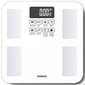 코소카 디지털 LCD 가정용 스마트 인바디 체지방 체중계, 1개, 화이트, FL5049-8