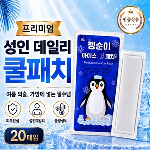 고노스 펭순이 인증 아이스 쿨패치 20매입 데일리 쿨링 패치, 1개