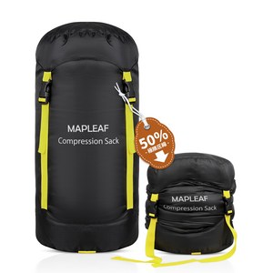 Mapleaf 압축 파우치 50% 압축 가능 스태프 백 대용량 30L/20L/15L/10L 초경량 슬리핑백 수납 압축 백 슬리핑백 수납 파우치 발수성 캠핑 용품 등산 여행, 1개, Black-15L