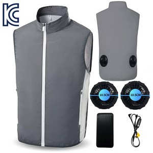 ZHZ 선풍기조끼 여름 쿨링 아이스 쿨 조끼+보조배터리20000mAh 낚시 등산 현장작업 K-2-57