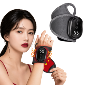 루미닥터스 저주파 손목 마사지기 손목 보호대형 온열 진동 마사지기 EMS 손 마사지기 온열 케어, 블랙, HY118
