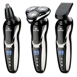 nicoliley 전기 전동 충전식 면도기 물세탁 가능 3in1 전기면도기 이발기 코털제거기, 블랙, 트리플원(면도기&코털기&구레나룻기), 블랙, 트리플원(면도기&코털기&구레나룻기)