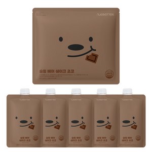 뉴베러 슬림 베어 단백질 쉐이크 파우치, 40g, 5개, 초코맛
