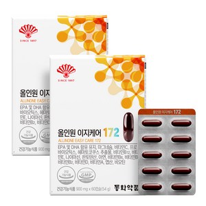 동화약품 올인원 영양제 이지케어172 유산균+오메가+마그네슘+멀티비타민+아스타잔틴+미네랄+17종기능성, 2개, 60정