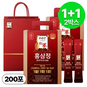1+1 홍삼정 6년근 하루한포 100회분 대용량+쇼핑백, 2개, 1L
