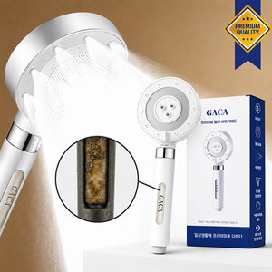 GACA 수압상승 필터 온오프 샤워기 5단조절 욕실 샤워기헤드, 화이트, 1개