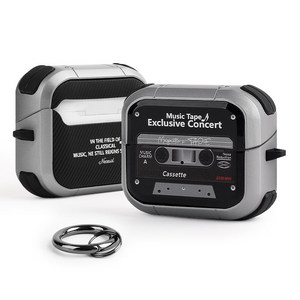 네쎄시드 카세트테이프 갤럭시 버즈 케이스, Black & Silver, 갤럭시 버즈 3 / 3 Pro, 1개