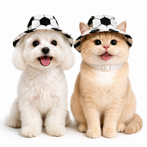 융풍 반려동물 모자 강아지 고양이 공용 자외선차단 축구 패턴 애견 모자 귀여운 공용, 1개, 흰색