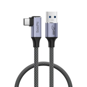 USB3.2 A to C타입 10G ㄱ자 고속 데이터 충전 케이블 S73AR, 1개, 실버, 50cm