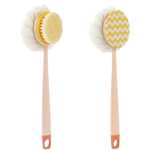 케이엠 등드름 목욕 바디브러쉬 필링 스크럽, 핑크,그린, 2개, 1개입