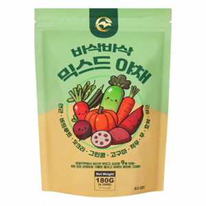 바삭바삭 믹스드 야채칩 저온진공 야채슬라이스 원물 건조 야채과자 건강간식 어린이 과자, 1개, 180g